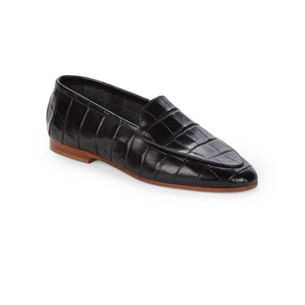 $400 Mansur Gavriel Soft Croc Embossed Leather Loafers 40.5/10